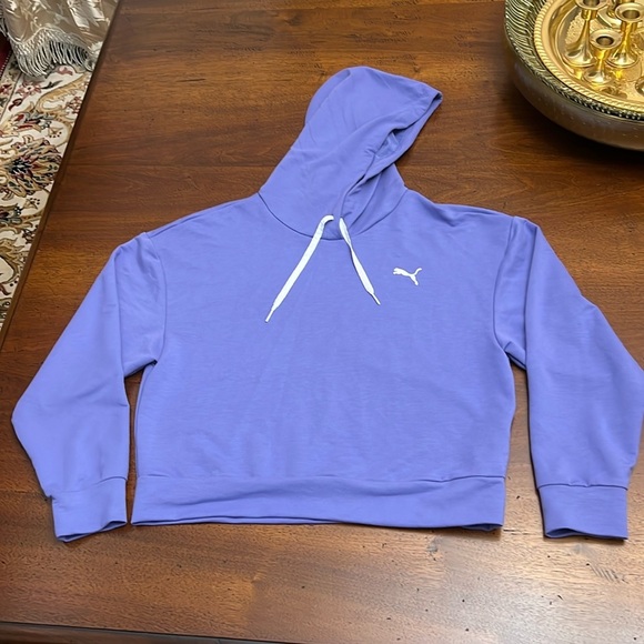 PUMA hoodie clean Puma short hooide stylish purple small size hoodie top - Picture 2 of 10